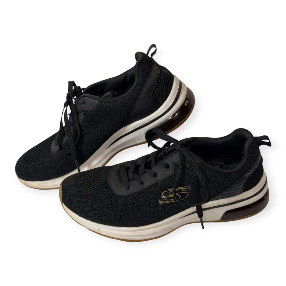 Skechers Memory Foam Sneakers, Womens 9, Black Gold, Athleisure, Sporty Chic